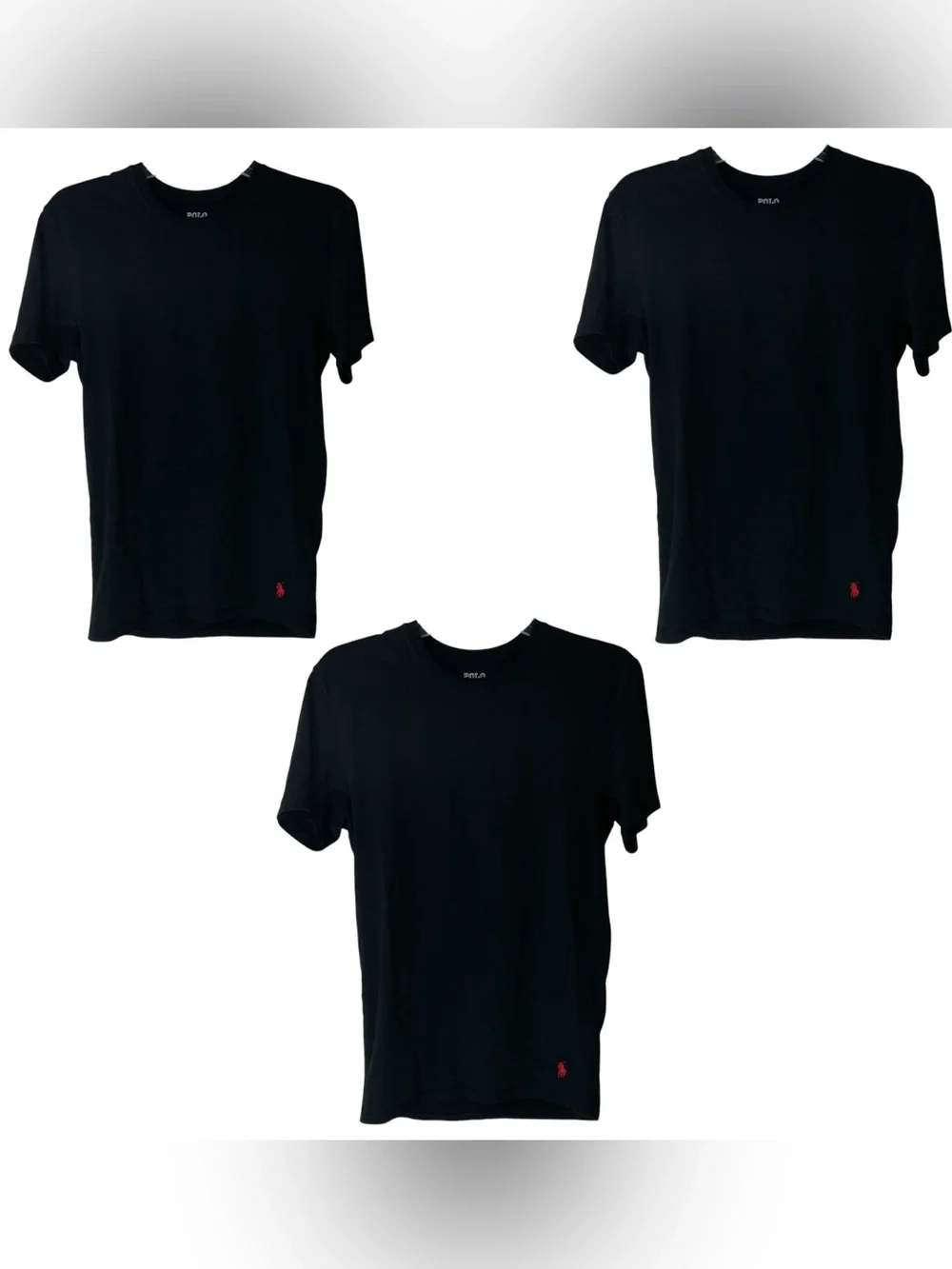 Polo Ralph Lauren 4D Flex T-Shirts 3 Pack Men’s Small Black Stretch Red Pony